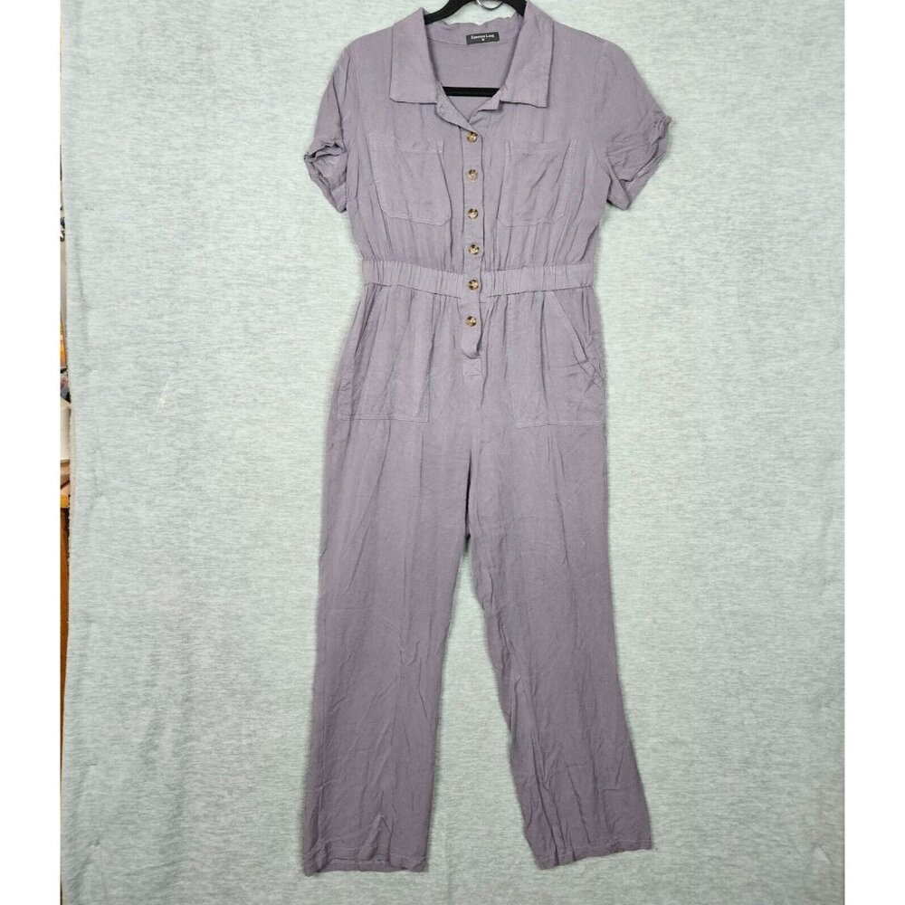Emerson Lang Violet Button up Collar Short Sleeve Jumper Women's Size M